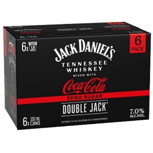 Picture of Jack Daniels Double Jack n Coke Zero 7% 6pk Cans 330ml